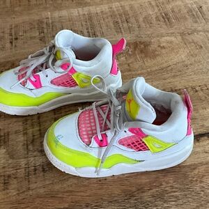 Nike Air Jordan 4 Lemon Venom White and Neon Kids Sneakers